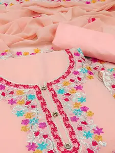 Peachmode Embroidered Silk Georgette Unstitched Dress Material