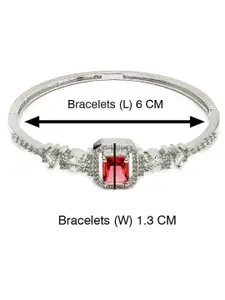 ZENEME Rhodium Plated American Diamond Bangle-Style Bracelet
