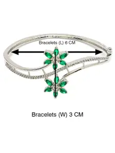 ZENEME Rhodium-Plated American Diamond Bangle-Style Bracelet