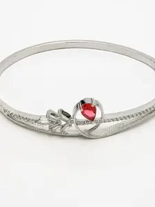 ZENEME American Diamond Rhodium-Plated Bangle-Style Bracelet