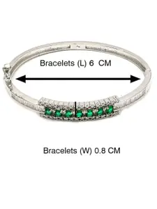 ZENEME Rhodium-Plated American Diamond Bangle-Style Bracelet