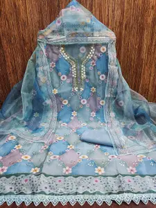 MANVAA Embellished Organza Unstitched Dress Material