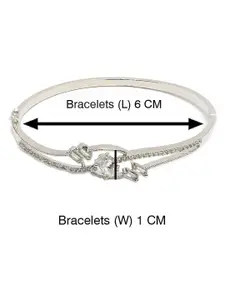 ZENEME Brass American Diamond Rhodium-Plated Bangle-Style Bracelet