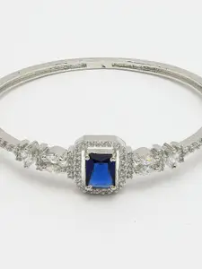 ZENEME Rhodium-Plated American Diamond Studded Bangle-Style Bracelet