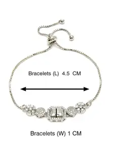 ZENEME Silver-Plated American Diamond Studded Bangle-Style Bracelet