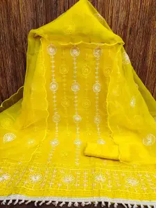 MANVAA Embellished Organza Unstitched Dress Material