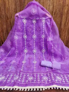 MANVAA Embellished Organza Unstitched Dress Material