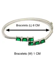 ZENEME Rhodium Plated American Diamond Studded Bangle-Style Bracelet