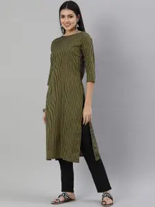 HRITIKA Women Striped Thread Work Kurta