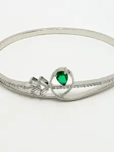 ZENEME Rhodium-Plated American Diamond Studded Bangle-Style Bracelet