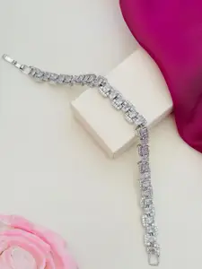 ABDESIGNS Silver Plated Artificial Stones Studded Wraparound Bracelet