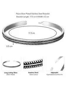 Peora Men Silver-Plated Stainless Steel Kada Bracelet