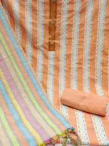 Maroosh Striped Printed Gotta Patti Cotton Unstitched Dress Material