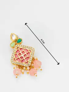 aadita Kundan Stone Studded & Beaded Necklace & Earrings