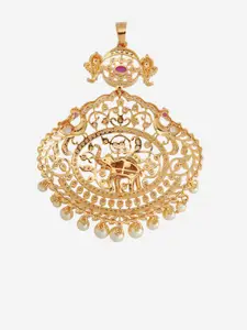 Kushal's Fashion Jewellery Gold-Plated Zircon Stone Studded & Beaded Spherical Pendant