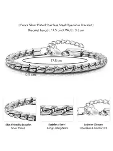 Peora Men Silver-Plated Stainless Steel Openable Link Bracelet