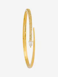 Kushal's Fashion Jewellery Gold-Plated Cubic Zirconia Stone Studded Kada Bracelet
