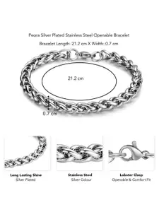 Peora Men Silver Plated Stainless Steel Link Bracelet