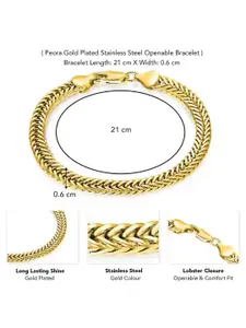 Peora Men Gold Plated Stainless Steel Link Bracelet