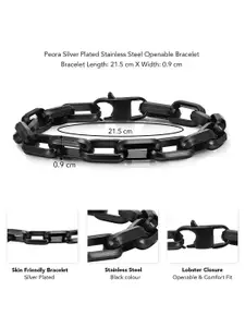 Peora Men Silver-Plated Stainless Steel Openable Link Bracelet