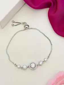 ABDESIGNS Women Brass Silver-Plated Wraparound Bracelet