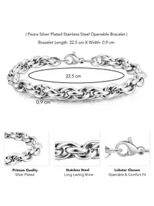 Peora Men Silver Plated Stainless Steel Link Bracelet