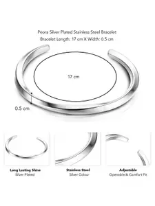 Peora Men Silver Plated Stainless Steel Kada Bracelet