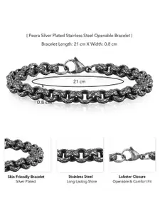 Peora Men Silver Plated Stainless Steel Link Bracelet