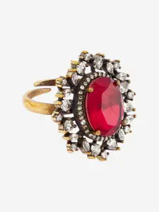 Kushal's Fashion Jewellery Embellished Bridal CZ Studded Fnger Ring