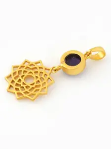 TOTAPARI Gold-Plated Amethyst Studded Chakra-Shaped Pendant With Chain
