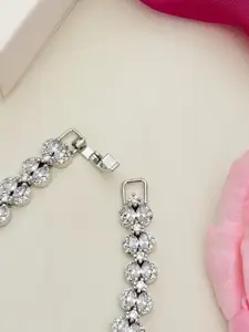 ABDESIGNS Silver Plated American Diamond Wraparound Bracelet