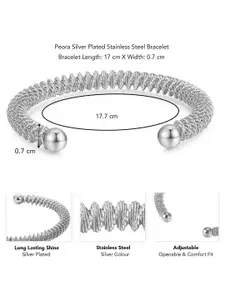 Peora Men Silver-Plated Stainless Steel Kada Bracelet