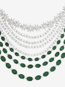 Kushal's Fashion Jewellery Rhodium-Plated Zircon Studded Necklace