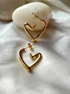 The Jewellery Tale Gold-Plated Heart Shaped Hoop Earrings