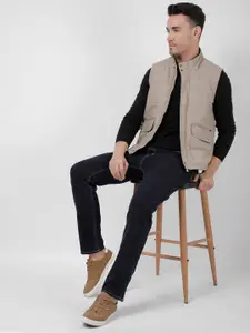 Numero Uno Men Mock Collar Solid Casual Gilet Jacket