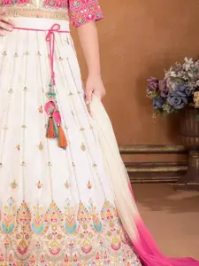 Lagorii Girls Embroidered Sequinned Ready to Wear Lehenga & Blouse With Dupatta