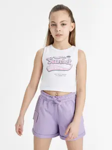 DeFacto Girls Print Cotton Crop Top