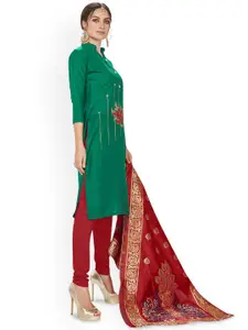 Maroosh Floral Embroidered Cotton Unstitched Dress Material