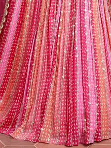 FABPIXEL Pink & Gold-Toned Embellished Sequinned Semi-Stitched Lehenga & Unstitched Blouse With Dupatta