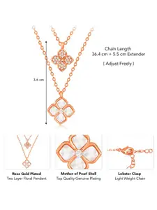 Peora Rose Gold-Plated CZ-Studded Pendant With Chain