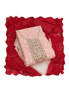 Maroosh Floral Embroidered Beads and Stones Unstitched Dress Material