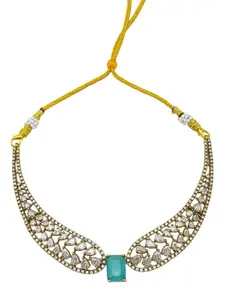 GRIIHAM Gold Plated CZ Stone Studded Necklace & Earrings