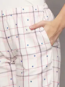 BStories Pure Cotton Checked Straight-Leg Lounge Pants