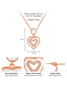 Peora Rose Gold-Plated CZ-Studded Pendant With Chain