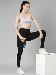 TWIN BIRDS Light Grey Women Solid Sports Bra