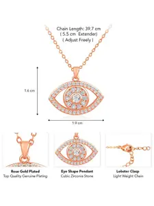 Peora Rose Gold-Plated Crystal-Studded Pendant With Chain