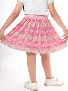 BAESD Girls Printed Flared Knee Length Skirt