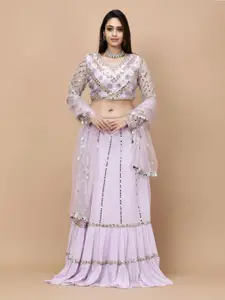 Vervee Couture Women  Embellished Mirror Work Ready to Wear Lehenga & Blouse With Dupatta