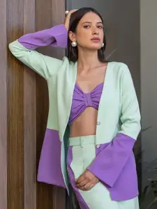 B'Infinite Tailored Fit Colorbocked Crepe Single-Breasted Blazer & Bralette