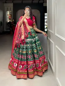 BAESD Printed Semi-Stitched Lehenga & Unstitched Blouse With Dupatta